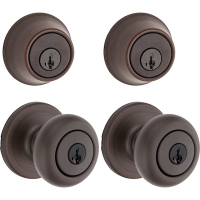 kwikset smartkey security classic venetian bronze entry knob and single cylinder deadbolt kw1 2-3/4
