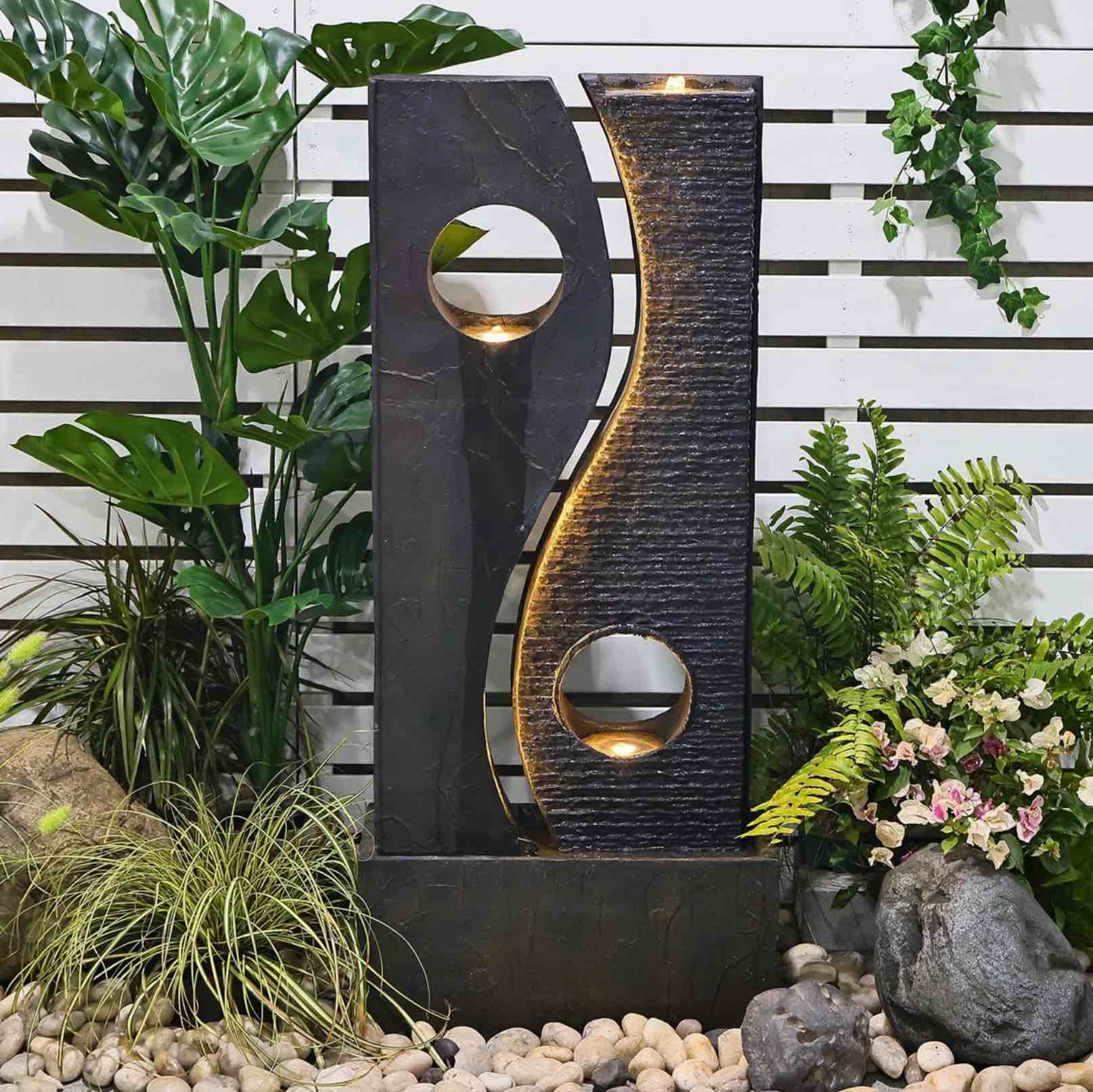 muntiyaj water fountain outdoor modern outdoor fountains and waterfalls flooring standing fountain with led lights