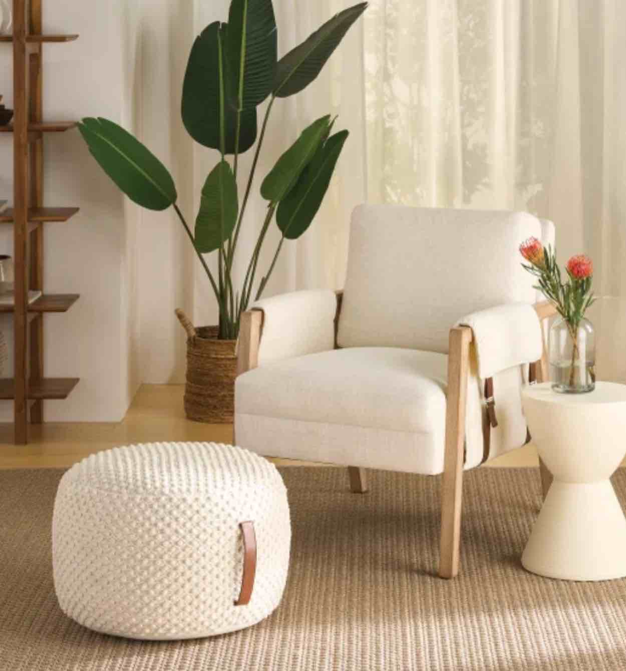 Nourison Cotton Woven Looped Pouf