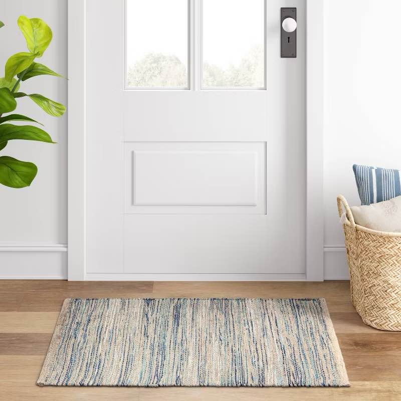 2'x3' Woven Accent Rug Indigo - Threshold: Handmade Flat Pile, Multi-Stripe, Natural Fiber, Indoor Use