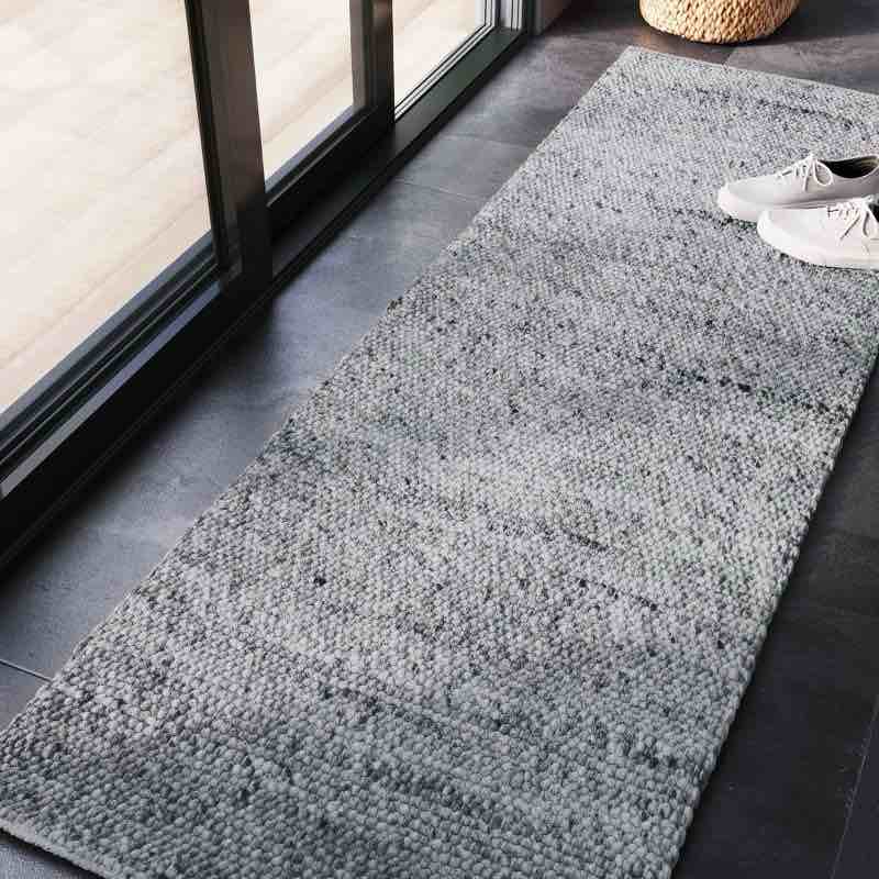2'3"x7' Chunky Knit Wool Woven Rug Gray - Threshold™: Handmade Indoor Runner, GoodWeave Certified, Cotton Backing