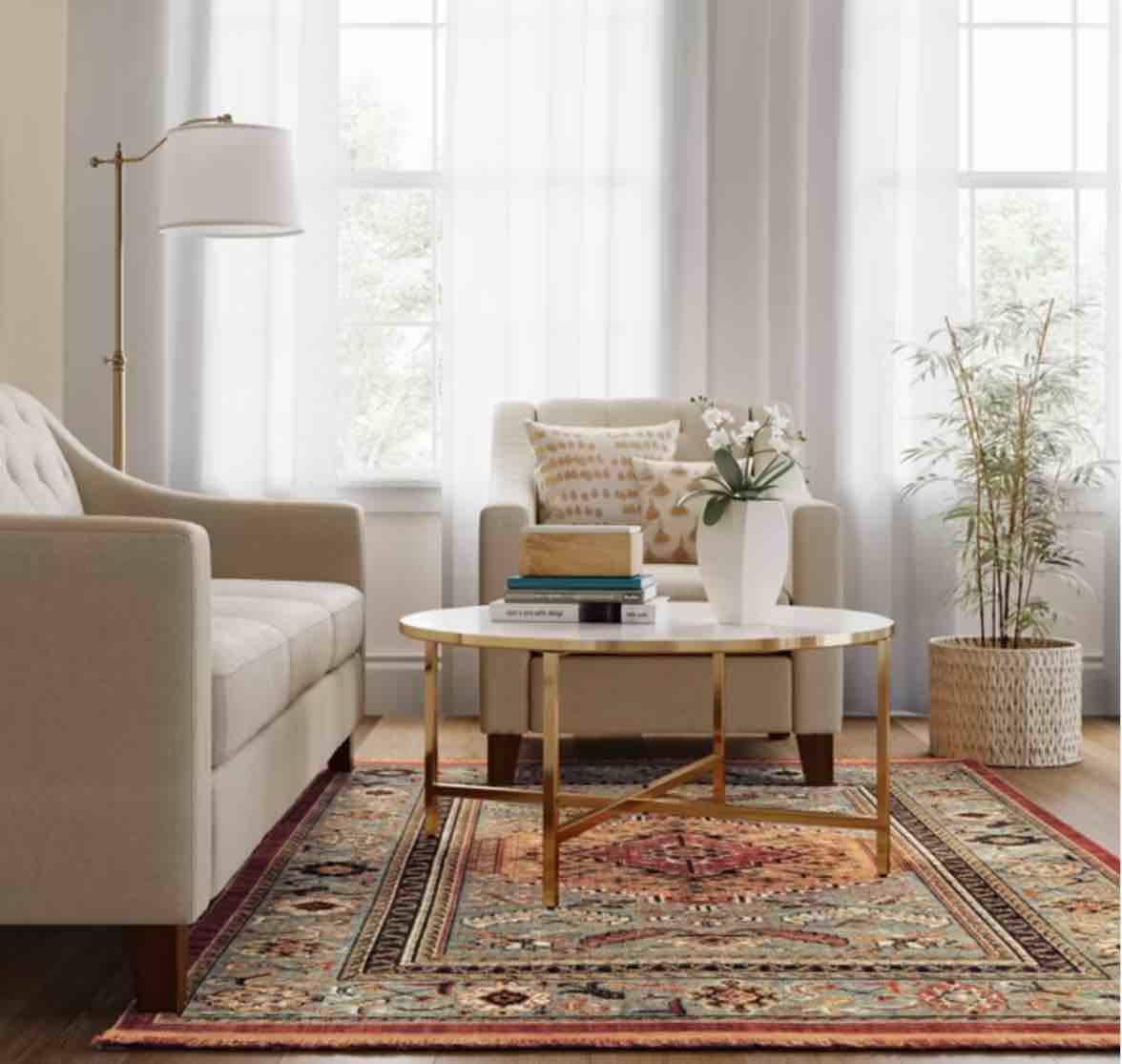 5'x7' Floral Woven Accent Rug Rust/Green - Threshold™