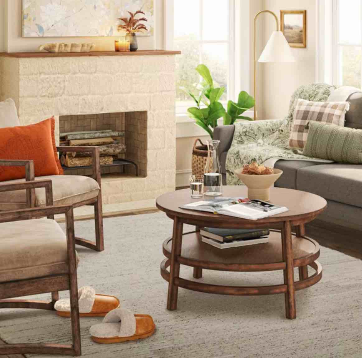 5'x7' Modern Lines Plush Area Rug Cream - Threshold™: Rectangle, Medium Pile, Pet Friendly, Machine Made