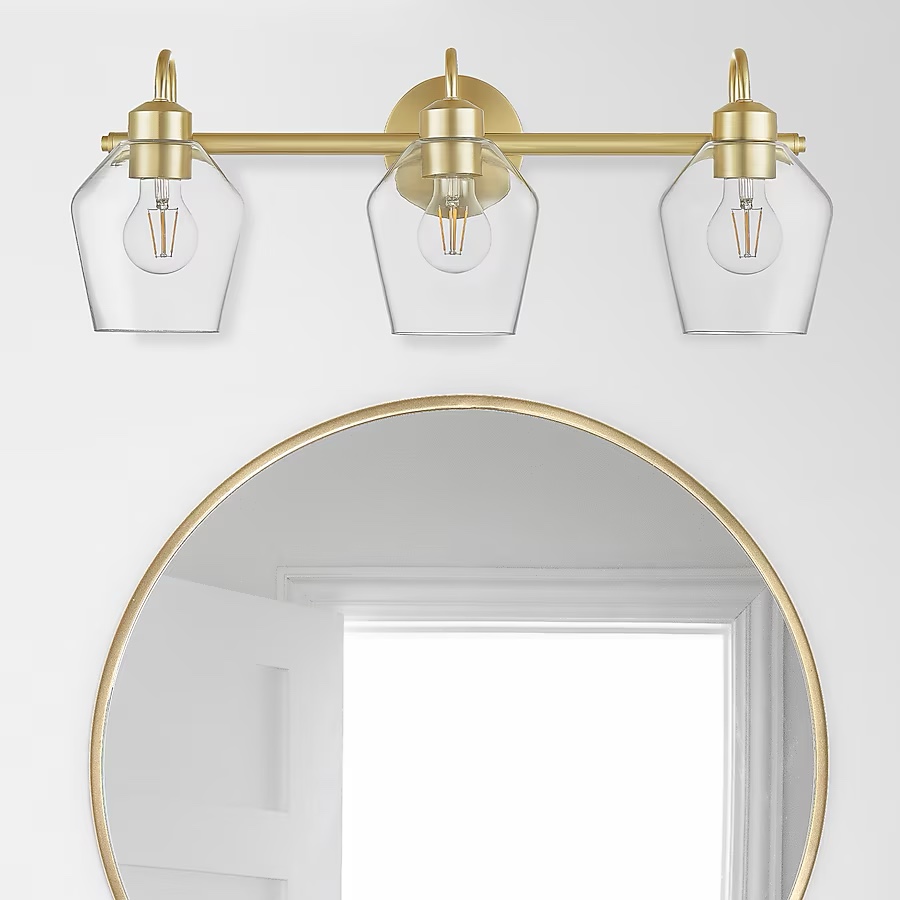  allen + roth merritt 24-in 3 -light brushed gold modern/contemporary vanity light