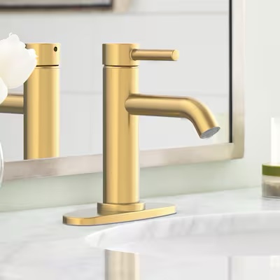  allen + roth harlow brushed gold single hole 1-handle watersense mid-arc residential handle