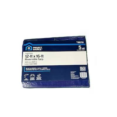 project source 12-ft x 16-ft blue waterproof standard polyethylene 5-mil tarp