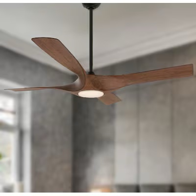 minka ceiling fan co. rowland 56-in color-changing integrated led outdoor matte black