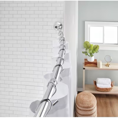allen + roth 44-in to 72-in chrome fixed or tension single curve adjustable shower curtain rod