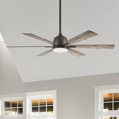  harbor breeze bradbury 60-in integrated led downrod or flush mount bronze with