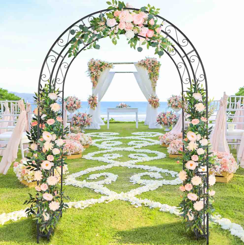 ktaxon metal garden arch 7ft garden trellis arch arbor for climbing plant outdoor wedding