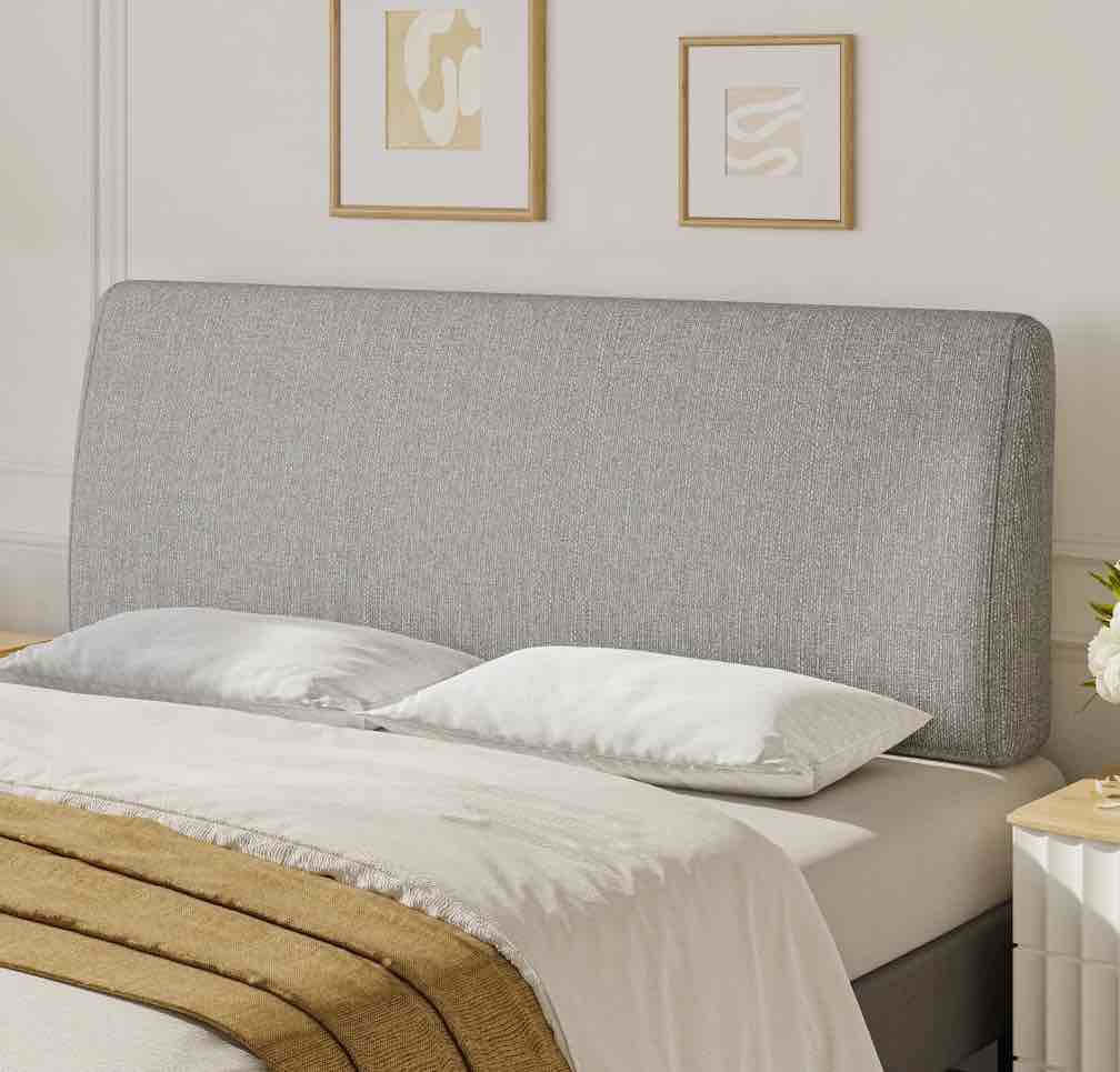 Pinmoco 4.7'' Upholstered Foam Headboard, Height Adjustable and Ergonomic Head Board for King Bed, Fabric Gray