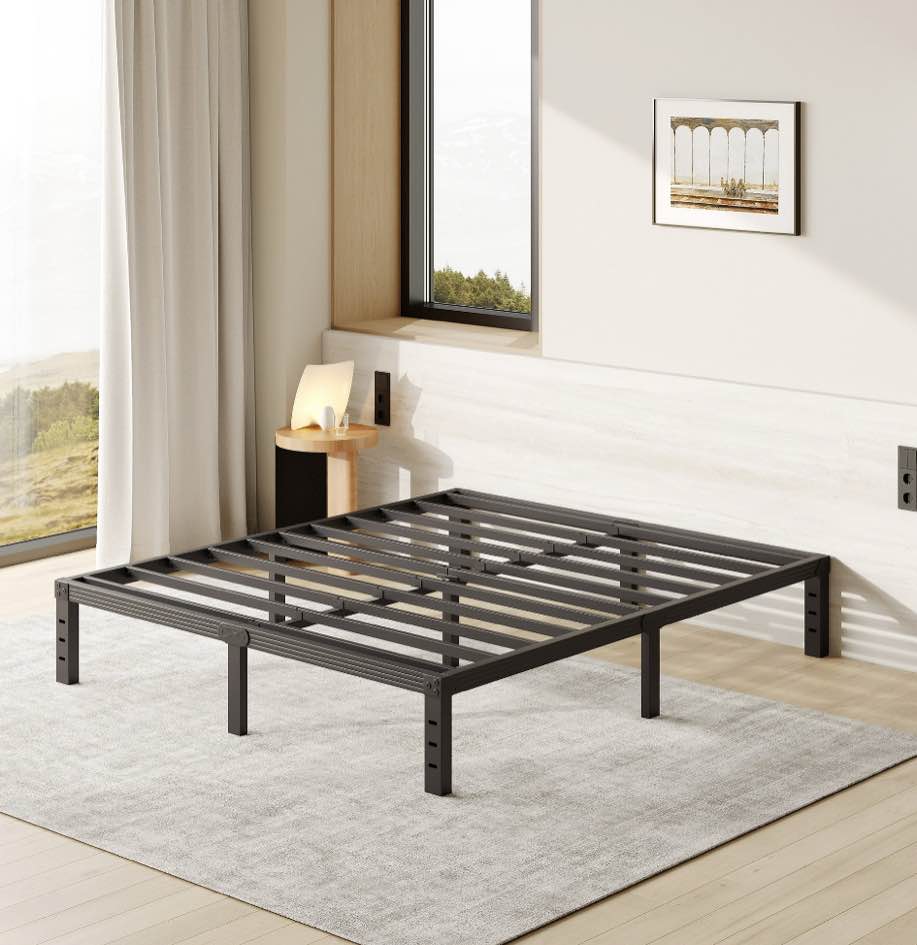 FSCHOS 12 Inch Queen Size Bed Frame, Heavy Duty Metal Platform, No Box Spring Needed, Easy Assembly, Black
