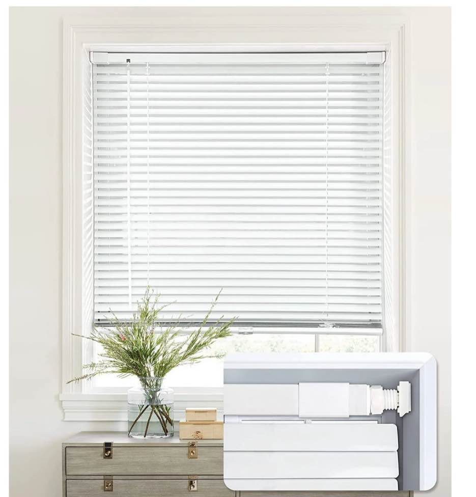 LazBlinds No Tools-No Drill 1" Aluminum Mini Blinds, Cordless Blinds for Windows, Light Filtering Horizontal Blinds and Shades for Window Size 27'' W x 36'' H, 