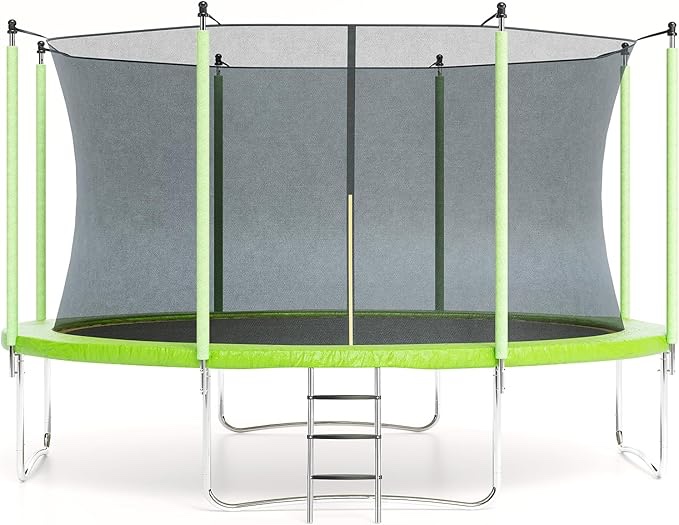 GVDV 16FT Outdoor Trampoline for Kids & Adults, Recreational Trampoline w/Ladder & Safety Net