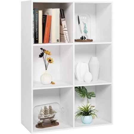 Homfa White Bookcase  6 Cubes Storage Cabinet Unit Freestanding Display Stand Shelves