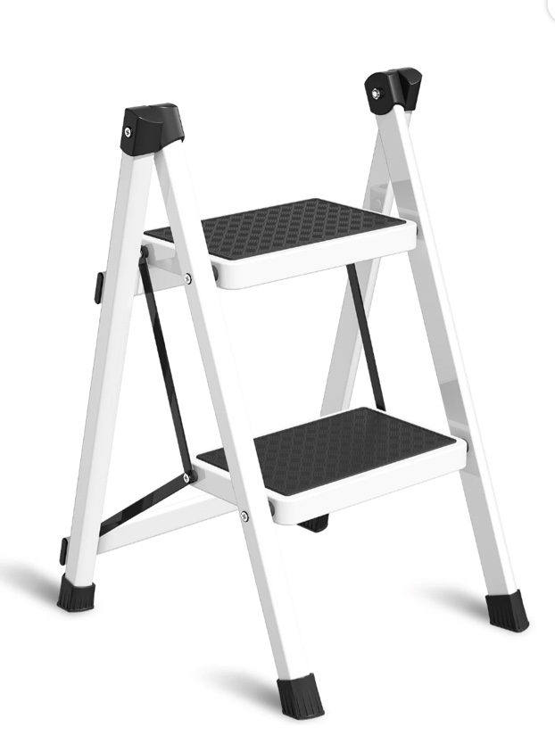 Cshidworld 2 Step Ladder, Folding Step Stool for Adults, Wider Upgraded Non-Slip Treads, Portable Lightweight Ladder for Home and Kitchen, Holds up to 330 Lbs