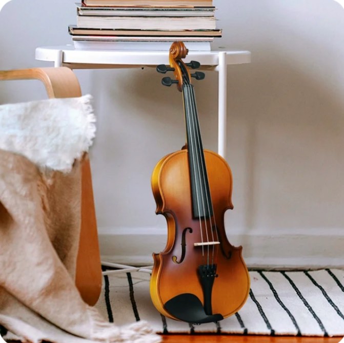 ADM Violin 1/2 Full Size Adults Violin Beginner Set with Fingerboard Sticker Shoulder Rest and Tuner