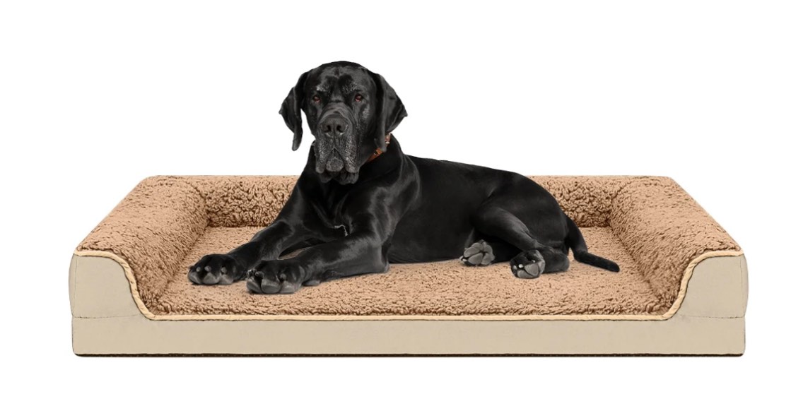 PayUSD Dog Bed for Large Medium Small Dogs Orthopedic Dog Sofa Bed Non Slip Pet Couch with Removable Washable Cover Supportive Egg Crate Foam S to XL, Khaki
