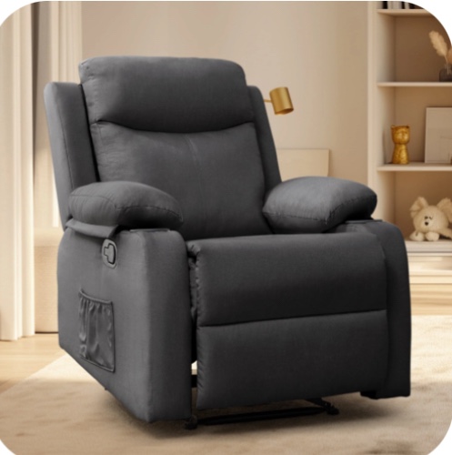 Korser Manual Small Recliner Chair with Fixed Base for Small Spaces Linen Fabric for Living Room,Dark Grey