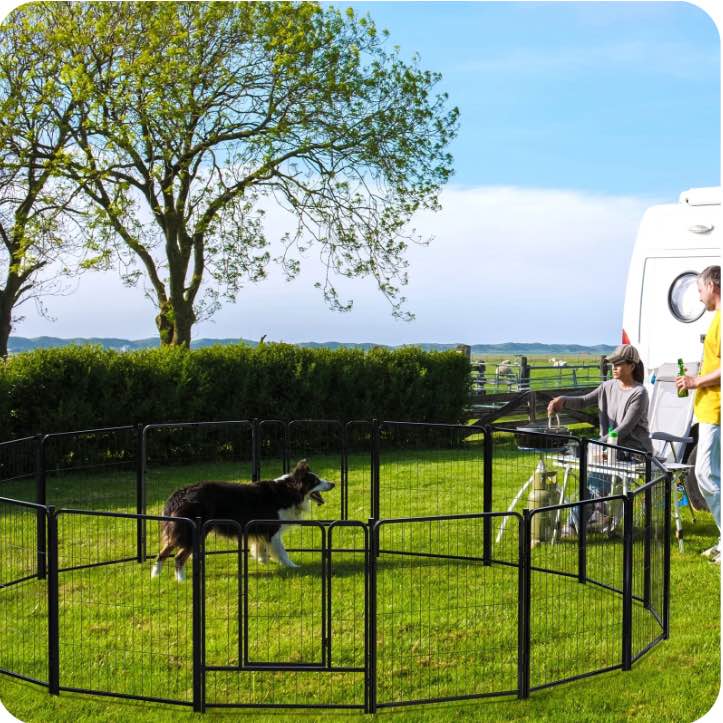 Anyask 32? Tall 16 Panels Heavy Duty Metal Dog Playpen for Exercise Outdoor Indoor Fence, Black