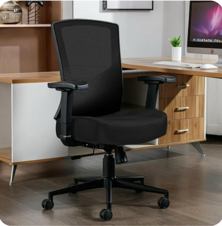 JONPONY Big and Tall Office Chair 500lbs, Ergonomic High Back Computer Desk Chair with Adjustable Waist Support and Heavy Duty Metal Base Mesh Chair