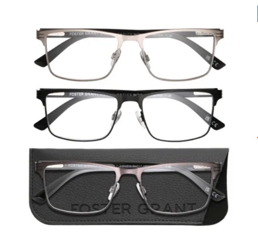 design optics by foster grant #668 metal square reading glasses, 3-pack