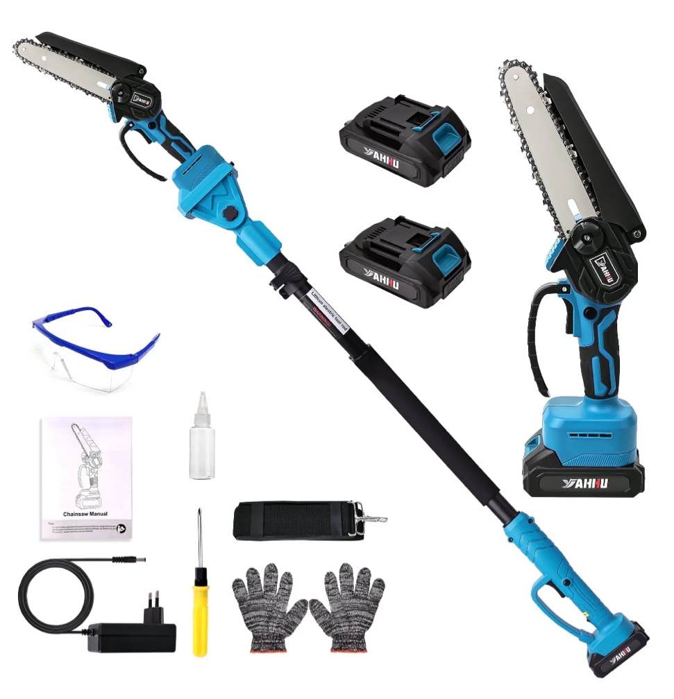 hotree 2 in 1 cordless pole saw, 6-inch pole chainsaw mini handheld chainsaw, 15 ft extension pole saw for effortless tree trimming