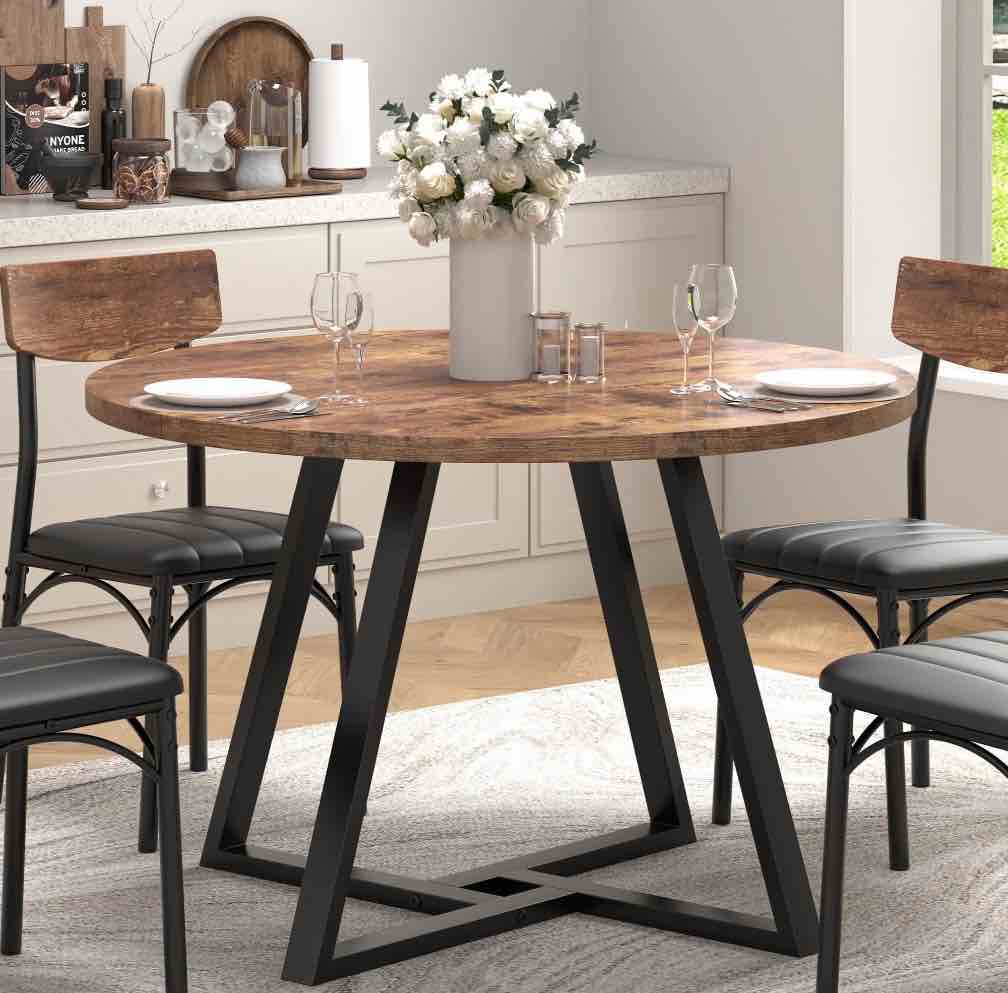 Anyact 42 Inch Rustic Round Dining Table, Circle Dining Table for Dining Room, Home(Only Table)