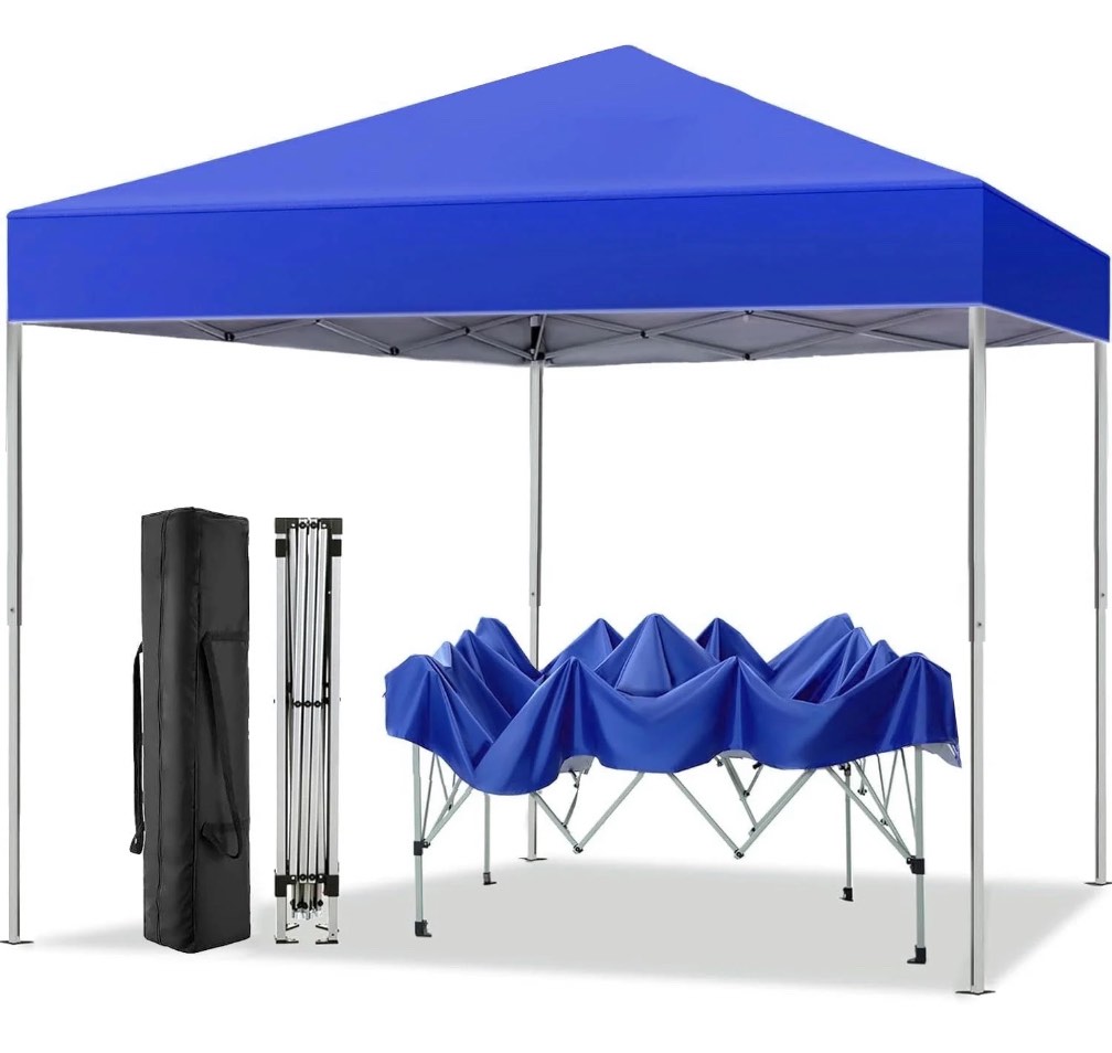 GVDV Canopy Tent, 10x10 ft Easy Pop up Outdoor Canopy Tent, Portable Straight Leg Gazebo Instant Canopy, Blue