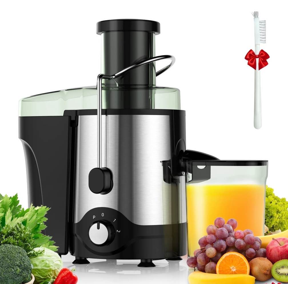 VAVSEA Juicer Machine 600W, Juice Extractor, Anti-Drip Press Centrifugal Juicer Maker with Big Mouth 3" Feed Chute for Whole Fruit Vegetable, BPA-Free, Easy to Clean