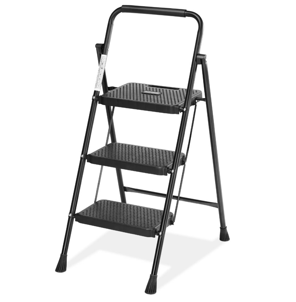 concetta 3 step ladder, folding step stool with anti-slip pedal, lightweight portable ladder for home, workplace, 800lbs capacity