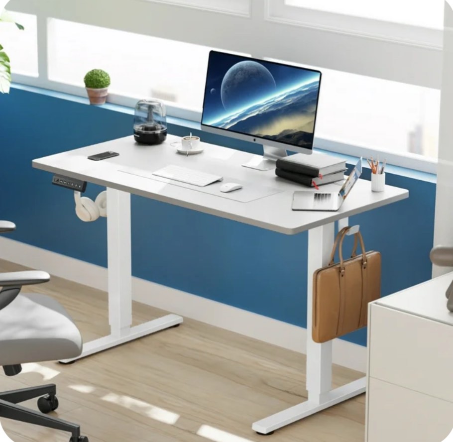 edx Electric Standing Desk, Height Adjustable Desk, 48 x 24 Inches Ergonomic Stand up Desk with Memory Preset and T-Shaped Metal Bracket for Home Office