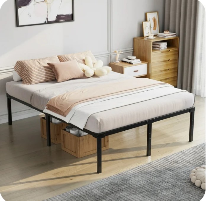 Capri King Bed Frame, 18 inch High Metal Platform Bed Frame, 2200 LBS Weight Capacity, Heavy Duty, Noise Free, Easy Assembly, Black