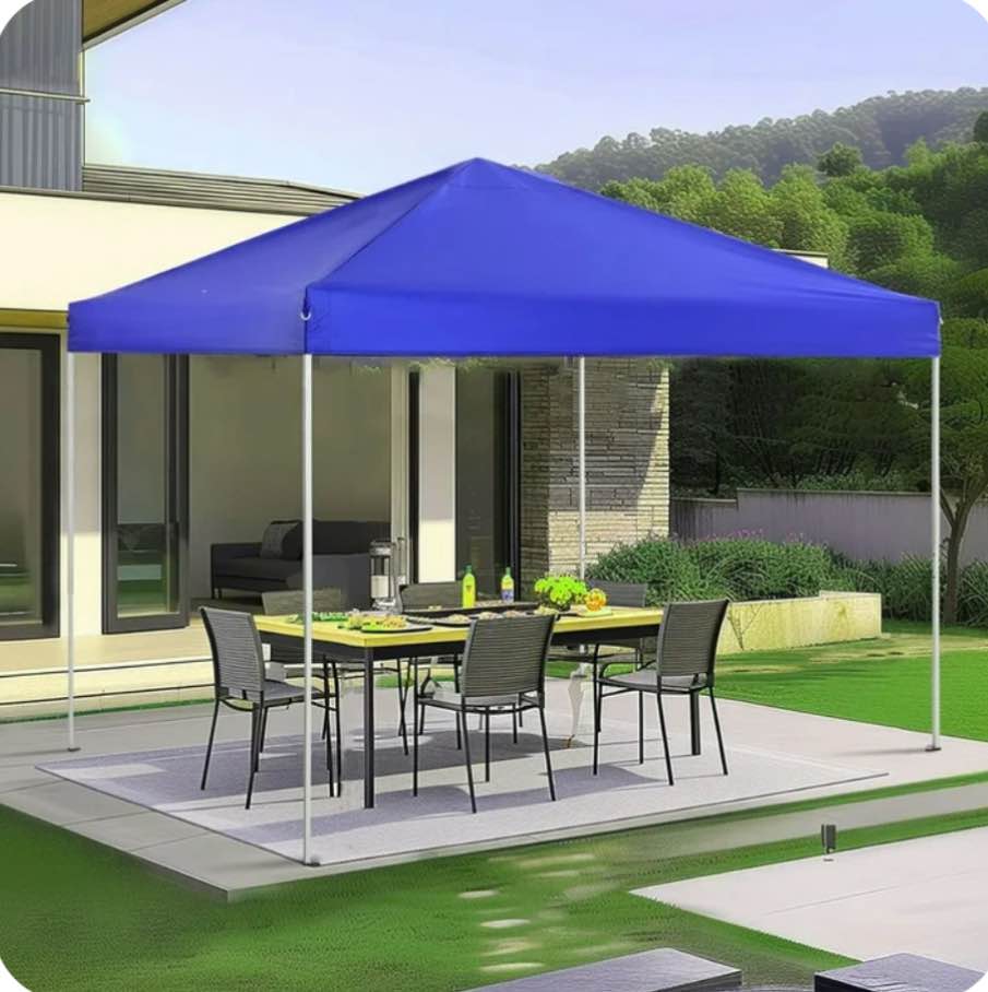 GVDV Canopy Tent, 10x10 ft Easy Pop up Outdoor Canopy Tent, Portable Straight Leg Gazebo Instant Canopy, Blue