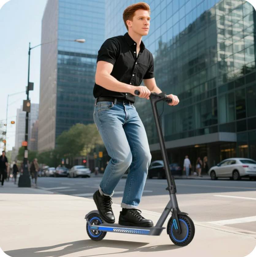 OBX Electric Scooter for Adults - 19 MPH High Speed, 21Mile Long Range, 264 lbs Max Load, 8.5" Solid Tires, 350W Motor Foldable Commuting E Scooter
