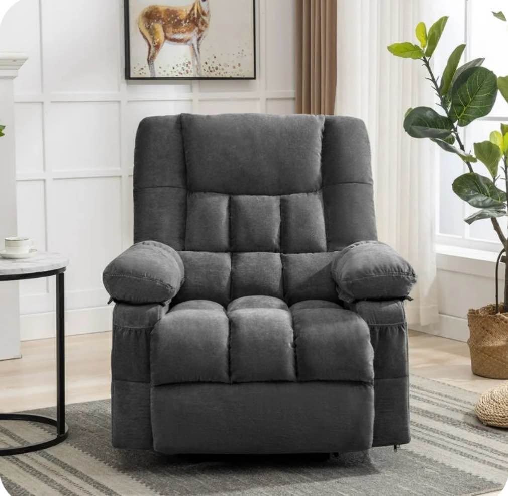 JONPONY Power Lift Recliner Chair Recliners for Elderly with Heat and Massage Recliner Chair for Living Room with Infinite Position and Side Pocket,USB Charge Port,Grey
