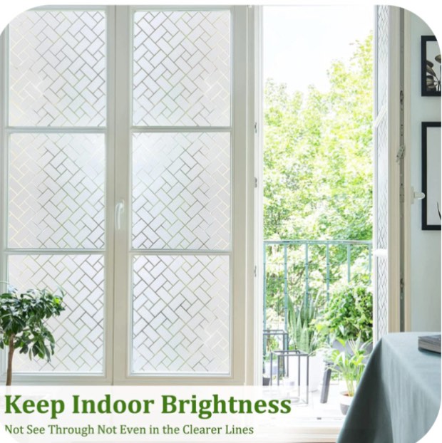 Sanmadrola 35''x158'' Window Privacy Film Window Clings Frosted Glass Window Film Sun Blocking Window Film Non-Adhesive Heat Control Removable Window Stickers for Home
