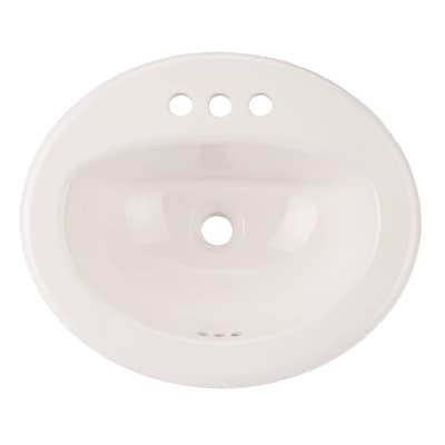 Project Source Huxley Vitreous China 17.0-in Drop-in Oval Traditional White Bathroom Sink