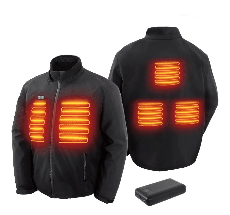 GVDV Heated Hunting Jacket Kit, Black,Male L,with 7.4V/16,000mAh Battery Pack