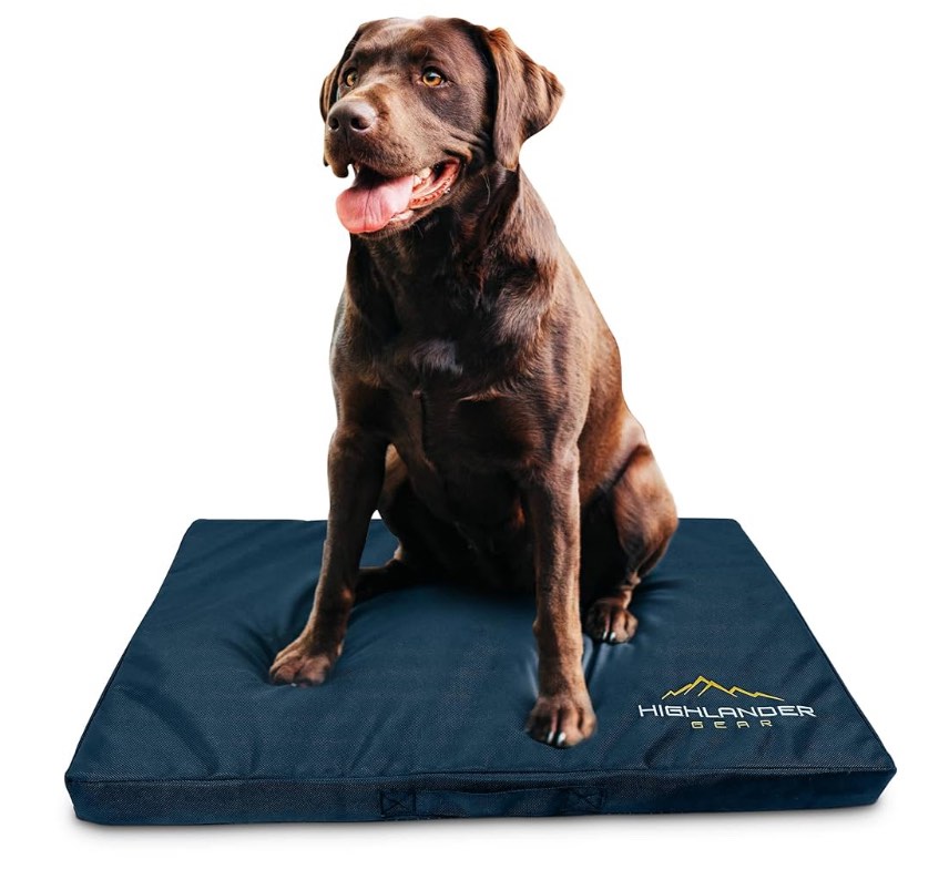 highlander tough waterproof dog kennel bed, crate mat, memory and orthopedic foam (large 30"x19"x2", black) 30”x19”x2” black