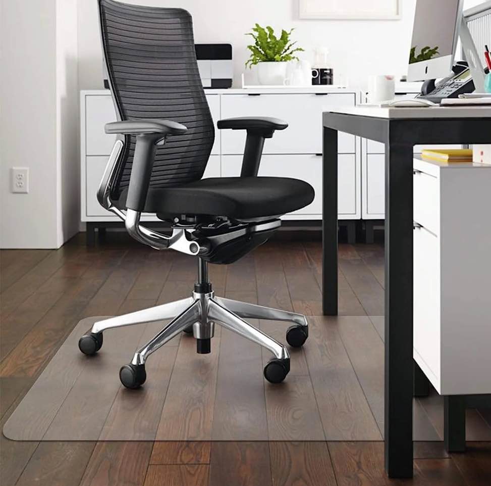 kibhous office mat for hardwood floor, 36" x 48" rectangle clear chair mat ,matte, pvc