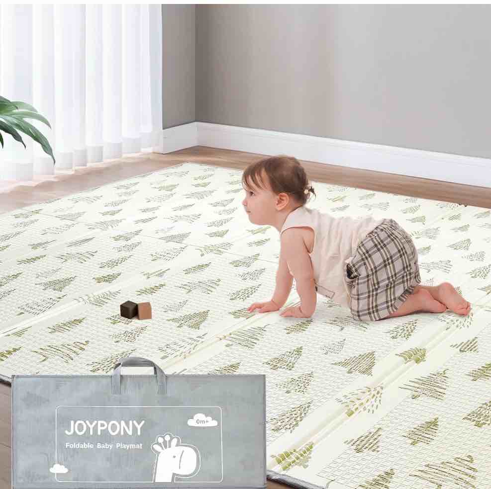 joypony baby play mat 71" x 79" x 0.4" – lightweight foldable mat for infants and toddlers