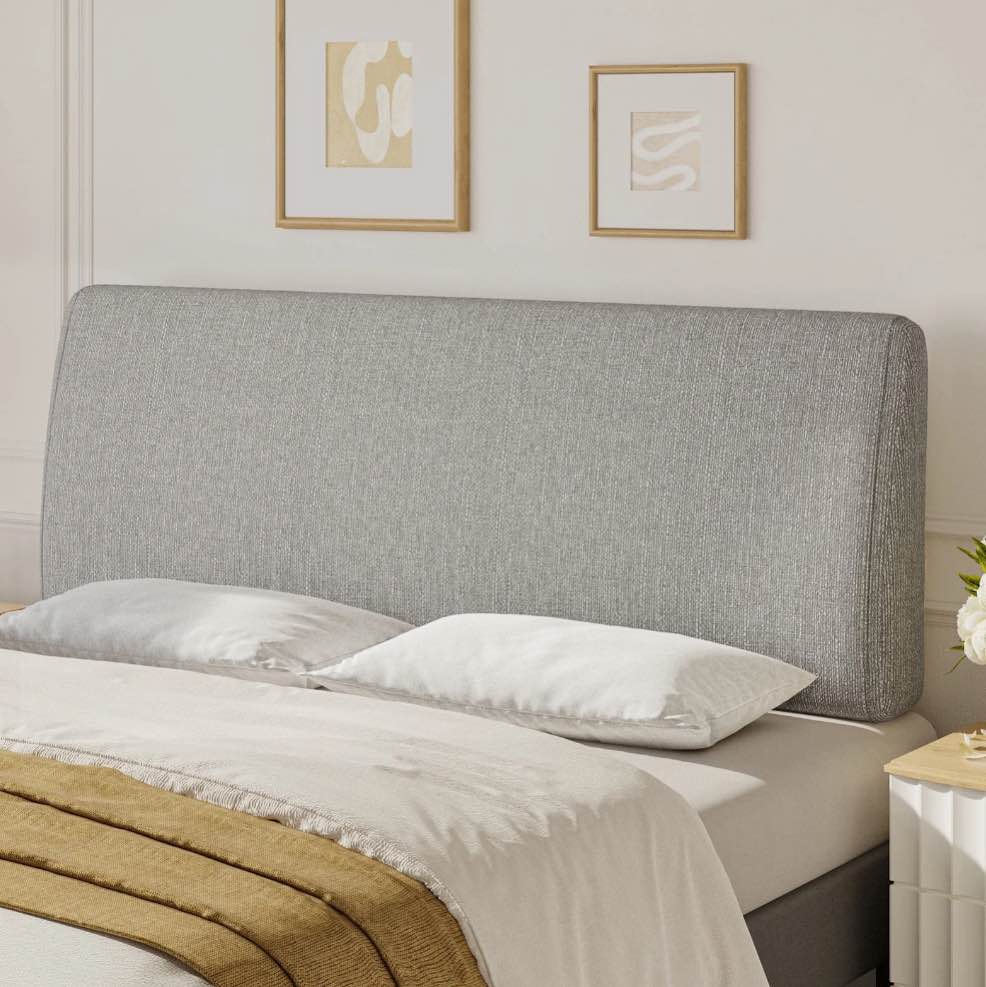 pinmoco 4.7'' upholstered foam headboard, height adjustable and ergonomic head board for king bed, fabric gray