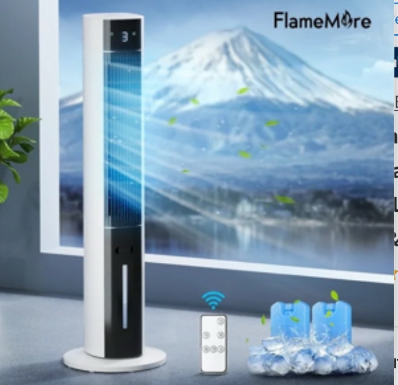FlameMore Evaporative Air Cooler Portable Air Conditioners, 3-in-1 Oscillating Tower Cooler Fan&Humidify, White