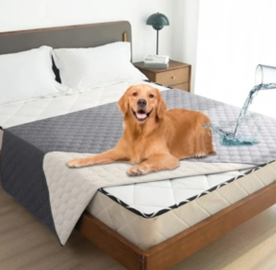 Sanmadrola Double-Sided, Waterproof Polyester Bed Slipcover, Gray Double-Sided Waterproof Dog Bed Couch Cover Pet Blanket Sofa Couch Furniture Protector for Kids Children Dog Cat