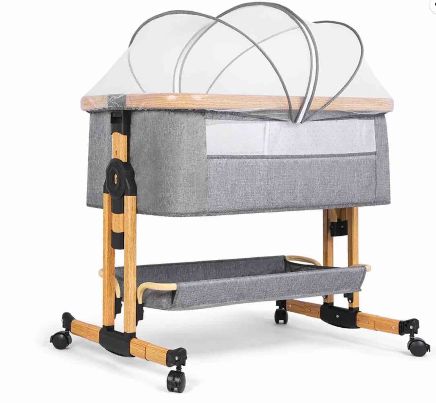 CIESMSI Baby Bassinet Bedside Sleeper Crib for 0-6 Months Unisex 3 in 1 Height Adjustable Newborn Bassinet with Wheels