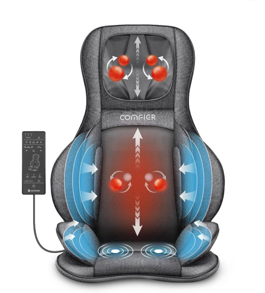 Comfier Neck Back Massager with Heat  Electric Kneading Massage Chair Pad  Air Compression Seat Cushion Massagers