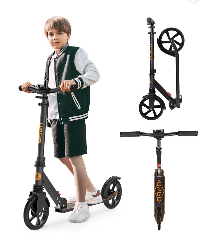 UPGO Kick Scooter for Ages 6+, Kids, Teens & Adults, 240 LB Max Load, Foldable, 8-Inch Wheels, Orange