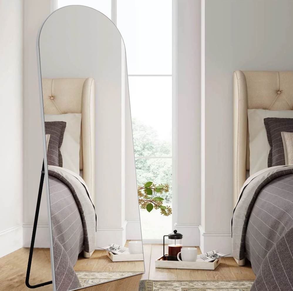 BEAUTYPEAK Oversized Full  Mirror 21X64 in  Arch Standing Floor Mirror Full Body Mirror silver 