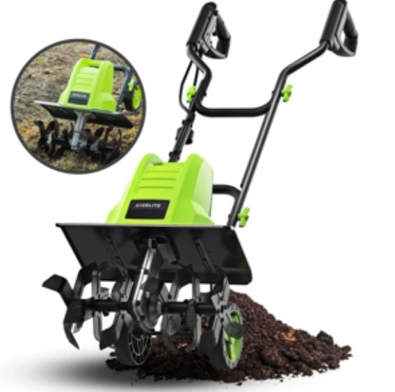 Steelite 16 Inch Corded Electric Tiller,13.5-Amp Electric Tiller and Cultivator for Gardening